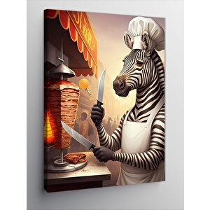 Kanvas Tablo Dönerci Şef Zebra 100x140 cm