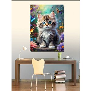 Kanvas Tablo Sevimli Kedi 100x140 cm