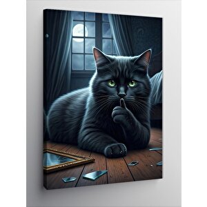 Kanvas Tablo Çizim Yapan Kedi 100x140 cm