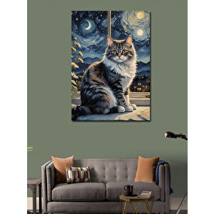 Kanvas Tablo Van Gogh Tarzı Kedi