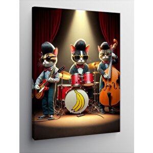 Kanvas Tablo Müzikal Kedi Bando 70x100 cm