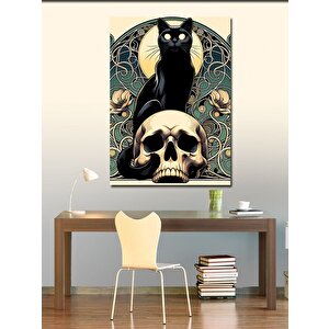 Kanvas Tablo Kedi Ve Kuru Kafa 70x100 cm