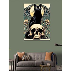 Kanvas Tablo Kedi Ve Kuru Kafa 70x100 cm