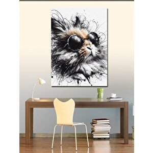 Kanvas Tablo Gözlüklü Kedi 100x140 cm