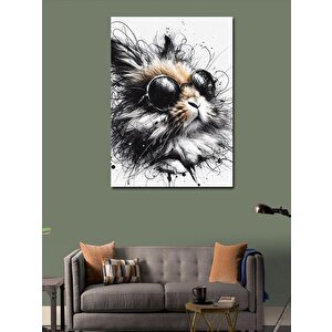 Kanvas Tablo Gözlüklü Kedi 100x140 cm