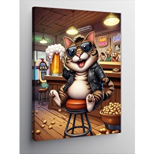 Kanvas Tablo Bar Kedisi 70x100 cm