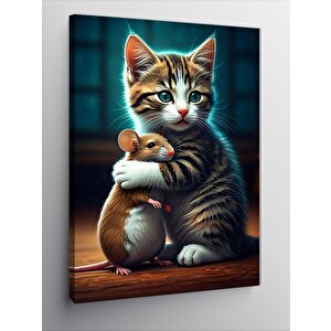 Kanvas Tablo Patilerini Birleştirmiş Kedi