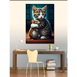Kanvas Tablo Patilerini Birleştirmiş Kedi