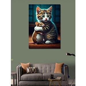 Kanvas Tablo Patilerini Birleştirmiş Kedi