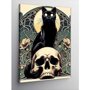 Kanvas Tablo Kedi Ve Kuru Kafa