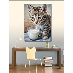 Kanvas Tablo Süt İçen Kedi Yavrusu