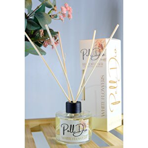 Beyaz Çiçekler Bambu Çubuklu Ortam Ev Oda Salon Koku Kokusu Ve Oda Parfümü 120 Ml