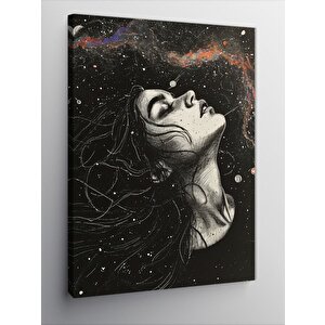 Kanvas Tablo Kadın Ve Gezegenler 100x140 cm