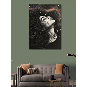 Kanvas Tablo Kadın Ve Gezegenler 100x140 cm
