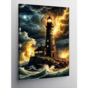 Kanvas Tablo Fırtınalı Deniz Feneri