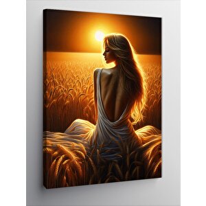 Kanvas Tablo Gün Batımında Kadın 70x100 cm