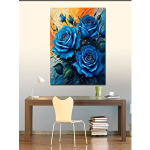 Kanvas Tablo Mavi Güller 100x140 cm