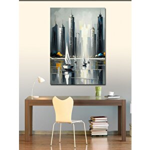 Kanvas Tablo Gri Şehir 70x100 cm