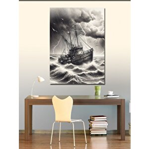 Kanvas Tablo Fırtınalı Deniz Ve Gemi 70x100 cm