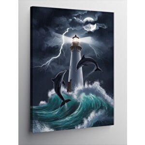 Kanvas Tablo Fırtına Deniz Feneri 70x100 cm