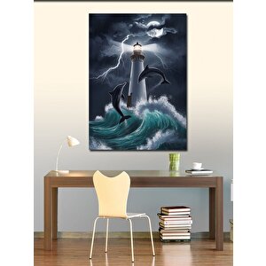 Kanvas Tablo Fırtına Deniz Feneri 100x140 cm