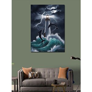Kanvas Tablo Fırtına Deniz Feneri 100x140 cm