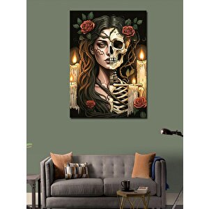 Kanvas Tablo Güllü İskelet Kadın 70x100 cm