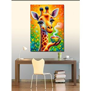 Kanvas Tablo Kahve İçen Zürafa 70x100 cm