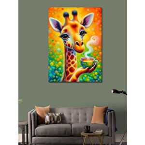 Kanvas Tablo Kahve İçen Zürafa 70x100 cm