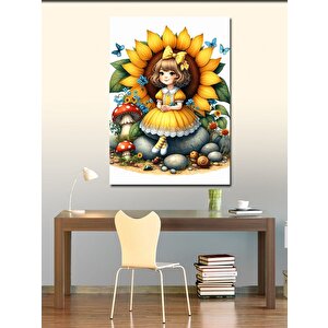 Kanvas Tablo Parmak Kız Ve Ayçiçeği 50x70 cm