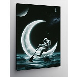 Kanvas Tablo Ay Üzerinde Kürek Çeken Astronot 50x70 cm