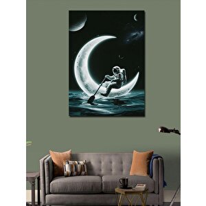 Kanvas Tablo Ay Üzerinde Kürek Çeken Astronot 50x70 cm