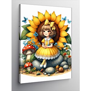 Kanvas Tablo Parmak Kız Ve Ayçiçeği 70x100 cm