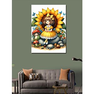 Kanvas Tablo Parmak Kız Ve Ayçiçeği 70x100 cm