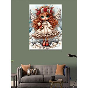 Kanvas Tablo Kanatlı Kız Ve Peluş Ayıcık 70x100 cm