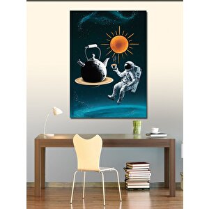 Kanvas Tablo Astronotlar Ve Dünya 100x140 cm