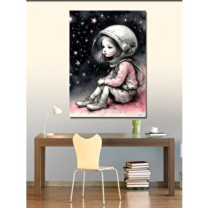 Kanvas Tablo Astronot Kasklı Çocuk Ve Yıldızlar 50x70 cm