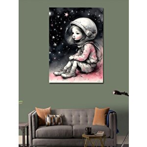 Kanvas Tablo Astronot Kasklı Çocuk Ve Yıldızlar 50x70 cm