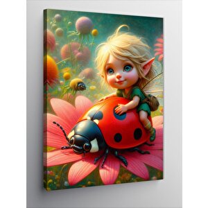 Kanvas Tablo Uğur Böceği Ve Peri Kızı 70x100 cm