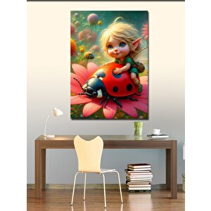 Kanvas Tablo Uğur Böceği Ve Peri Kızı 70x100 cm