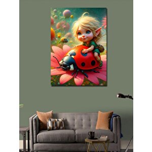 Kanvas Tablo Uğur Böceği Ve Peri Kızı 70x100 cm