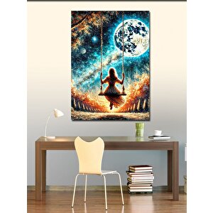 Kanvas Tablo Ay Işığında Sallanan Kadın 100x140 cm