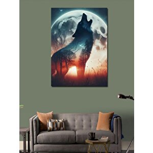 Kanvas Tablo Ay Işığında Uluyan Kurt 70x100 cm