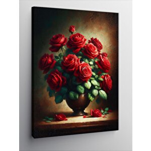 Kanvas Tablo Kırmızı Güller Buketi 100x140 cm