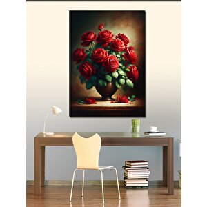 Kanvas Tablo Kırmızı Güller Buketi 100x140 cm