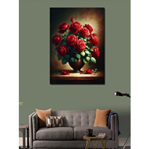 Kanvas Tablo Kırmızı Güller Buketi 100x140 cm