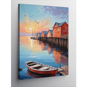 Kanvas Tablo Göl Kenarında Evler 100x140 cm