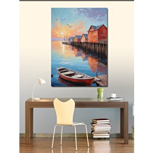 Kanvas Tablo Göl Kenarında Evler 100x140 cm