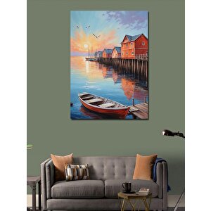 Kanvas Tablo Göl Kenarında Evler 100x140 cm