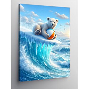 Kanvas Tablo Yavru Kutup Ayısı Ve Topu 50x70 cm